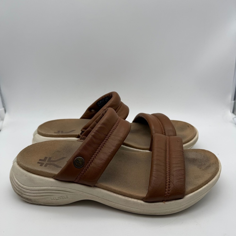 Kuru Letti Brown Leather Slide Sandals Womens 9 Orthopedic Comfort 21010290